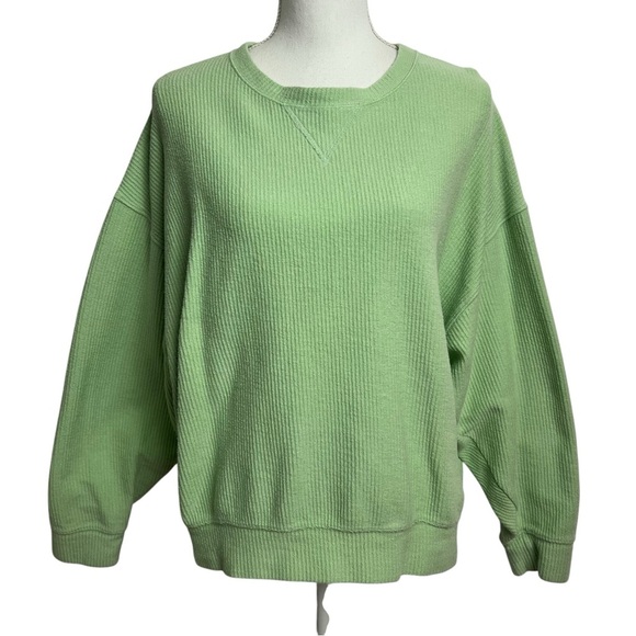 Pink Victoria’s Secret Women’s Pullover Waffle Sweatshirt Sz Medium Color Green - Picture 1 of 9